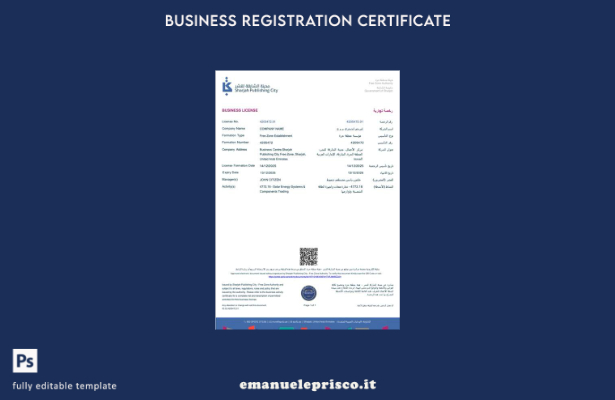 stile verificato Licenza commerciale Emirati Arabi Uniti Sharjah Modello Word  1